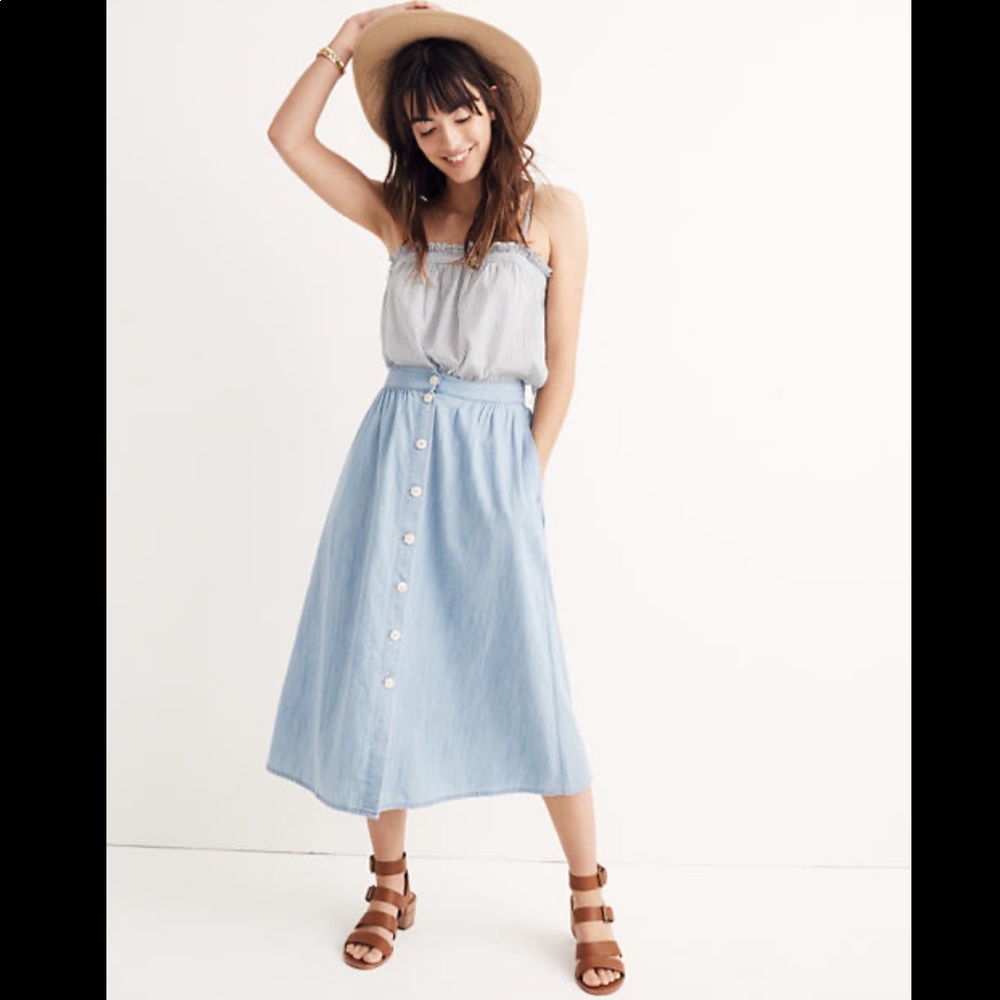 Madewell | Palisade Button-Front Midi Skirt Sz 4